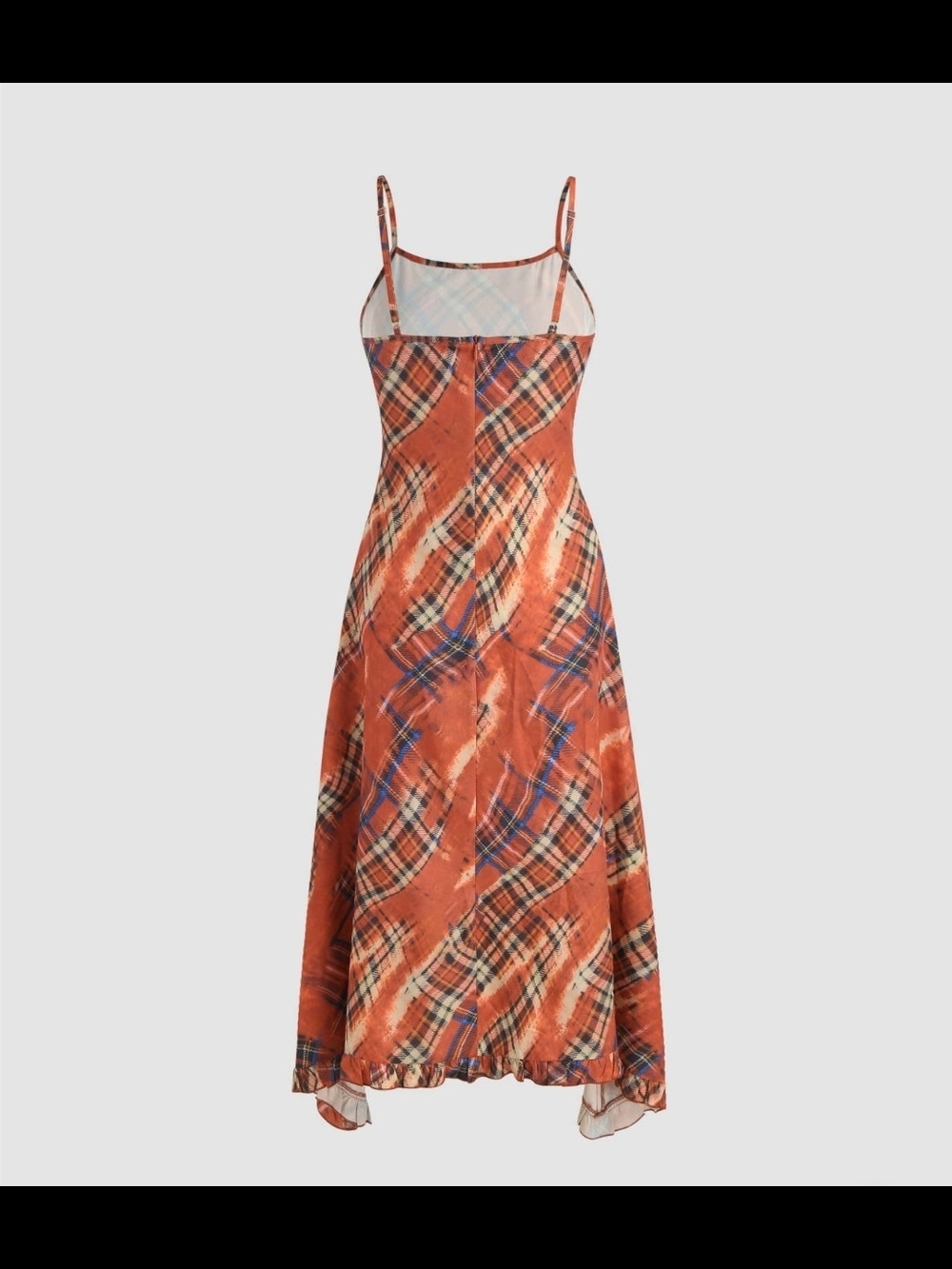 Cider Orange Plaid Midi-Dress - Picture 4 of 15